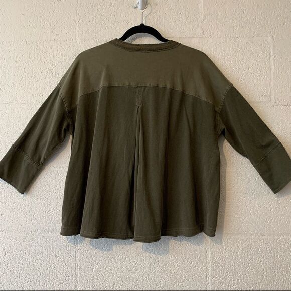 Free People Green Flap Pocket Tee Small - Picture 2 of 4